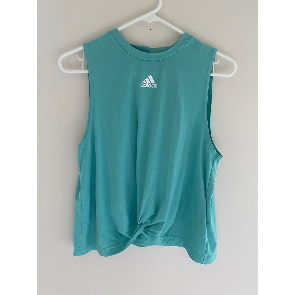 Adidas Womens Sleeveless Tank Top Aqua Blue Athletic Workout Casual Medium